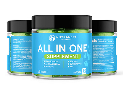 Nutranest All In One Supplement Packaging Design all in one commercial design packaging packaging design supplement supplement label design