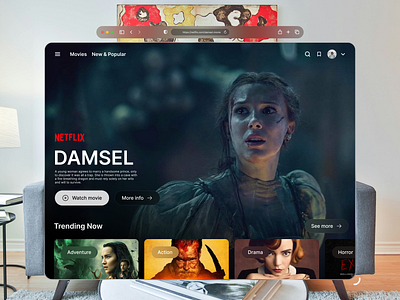 A design concept of the Netflix App for the Apple Vision Pro app apple vision pro design design process immersive design netflix ui ux