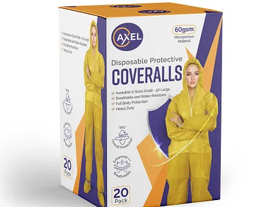 AXEL Disposable Coveralls Packaging Design commercial design coveralls disposable packaging packaging design protective clothing