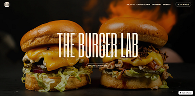 The Burger Lab - Framer website animation branding framer ui web development