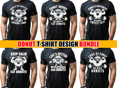 Donut T-shirt Design Bundle V.1 branding design donut graphic design illustration t shirt design tee design vector