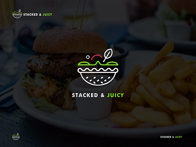 STACKED & JUICY LOGO DESIGN bread burger burgerlogo chicken delicious deliciousfood food foodbrand foodlogo foods grill juicy logo juicylogo logo logos stacked logo testy testy food testyfood