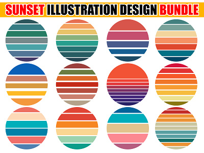 Sunset Illustration Design Bundle branding design graphic design illustration sunset t shirt t shirt design tee design vector