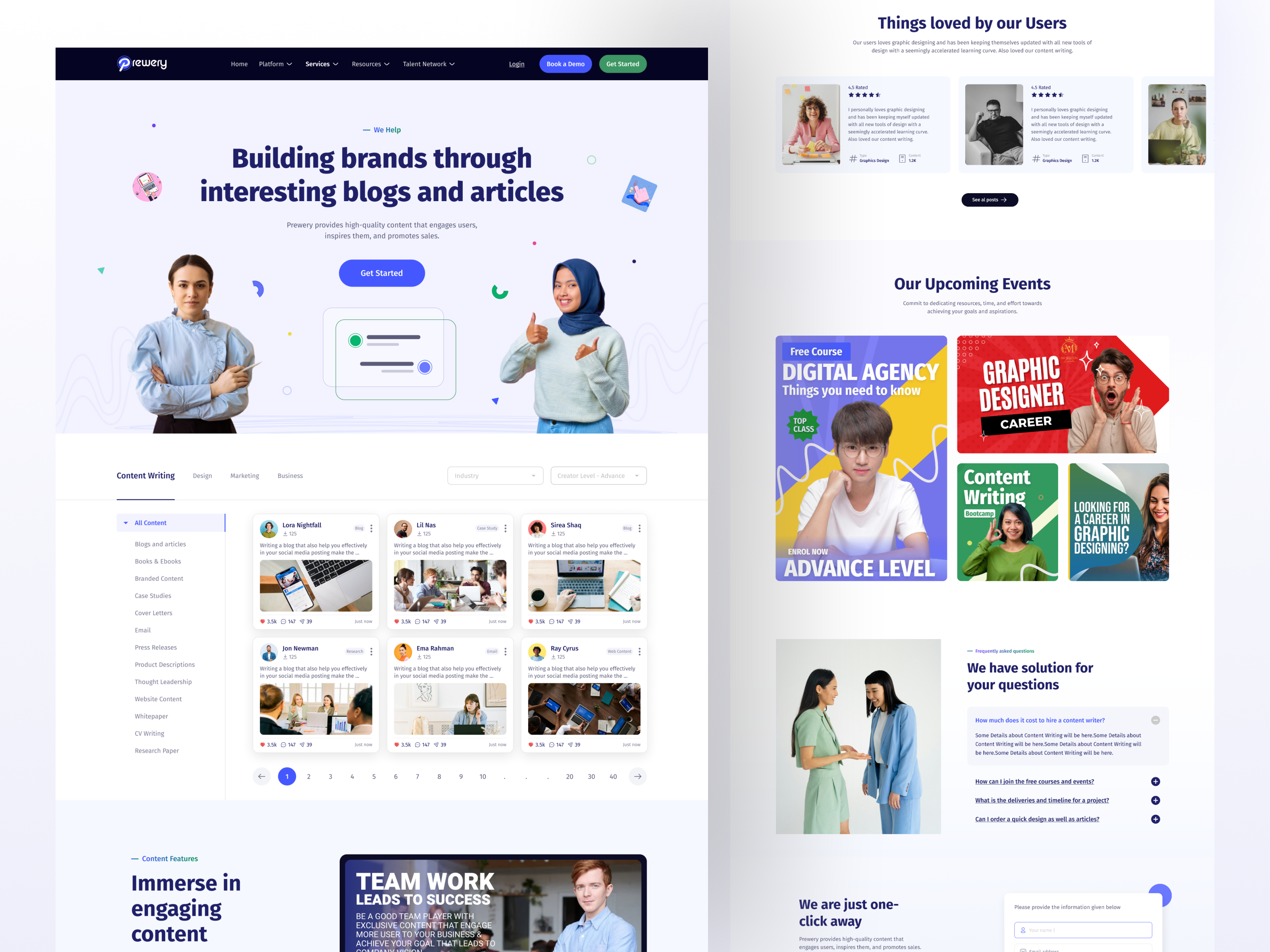 Prewery Digital Content Agency Website Design branding business contentagency contentservice designconcept digitalagency digitalproduct figmadesign graphic design homepage landingpage marketingagency minimaldesign onlineservice productservice startup trending webdesign website webui