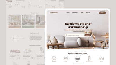 WoodCraft 🤎 animation aninmation branding brown furniture furniture shop interior landing landing page minimal product design ui ui design uiux ux web design website wood