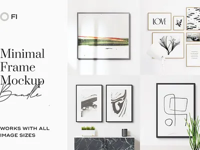 Minimal Frame Mockup Template Bundle art bundle creator frame interior kit minimal mock up mockup print scandinavian scene template wall