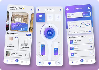 "Smart Home App UI Design 🌟" appconcept clean aesthetic climate control ui connected devices dashboarddesign device control energy statistics gradientui homeautomation intuitive design iot design minimal ui mobileappdesign moderndesign responsive ui smarthomeapp smartliving uidesign usecentric design uxdesign