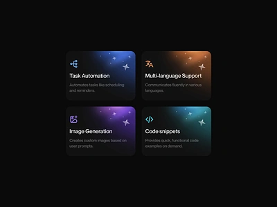 AI Chat Cards ✨ ai ai chat bento cards clean components dark mode gradient illustration minimal saas ui ux