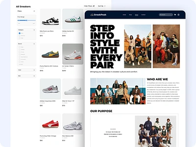 SneakPeak Website design landing page sneakers ui ux website