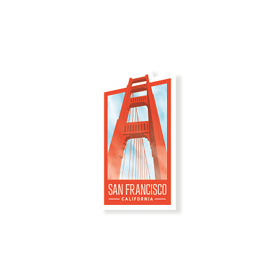 San Francisco, Golden Gate Bridge - Travel Sticker california golden gate bridge san francisco travel sticker