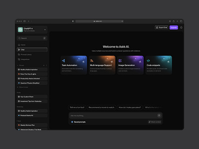 ✨ AI Chatbot - Dark mode ai app application chat chat bot clean dark mode dashboard saas ui user interface ux