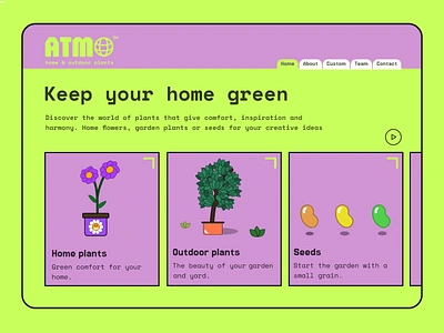 ATMO™ - concept store selling plants. animation cards concept cute design logo old style plants website web web animation website