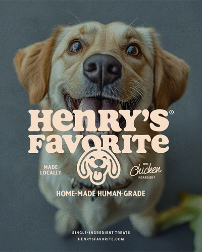 Henry’s Favorite – Single-Ingredient Dog Treats animal branding design dog graphic design illustration logo pet treat type typography