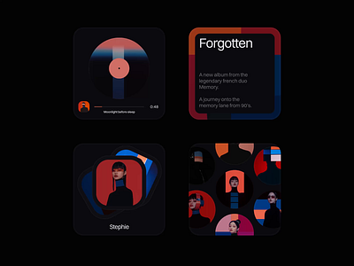 Widget Collection: Music animation app artist cd entertainment flip image minimal mobile module music player product design ui ux widget winyl