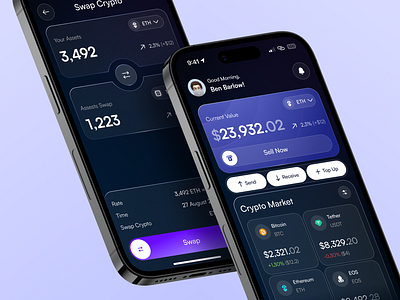 CryptoMate - Product Design for Crypto app b2c crypto dark dashboard design finance fintech glass minimal mobile product saas ui uiui user experience user interface ux web