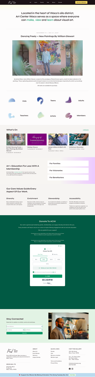 Contemporary Website for Art Center. artcenter contemporary art elementor gradient design professional artist professional web design visual design webdesign wordpress