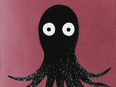 Fantasy Octopus Retro Print Grunge Art Black and Red 1980s 1990s art artistic backdrop background character creature design grunge handmade illustration octopus old school printed printmaking red retro vintage wallpaper