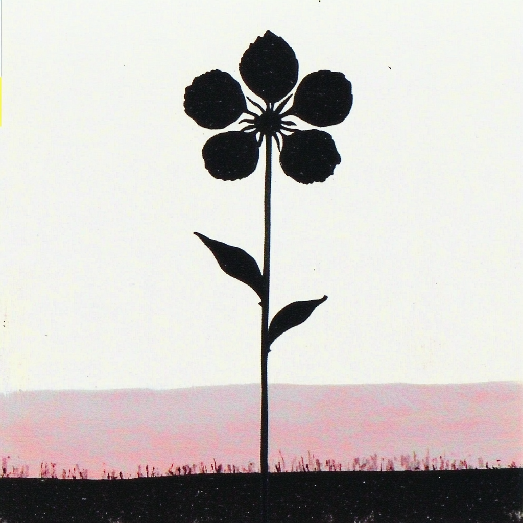 Grunge Art Backdrop Wildflower in a Desert Black and Pink art backdrop background black desert design element flower grunge handmade illustration minimalist pink printed retro scene scratched vintage wildflower