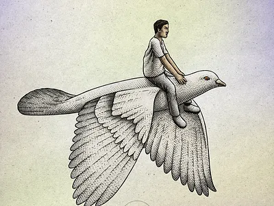 Keep Going bird book illustration card illustration classic dream engrave engraving etching fantasy illustration pigeon retro vintage