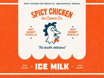 Spicy Chicken Ice Cream Co 1940s 40s branding chicken comic design distressed ice cream illustration product design retro texture vintage