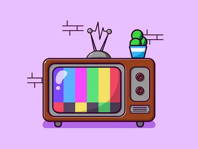 A vintage television animation branding cartoon character design graphic design icon illustration logo ui