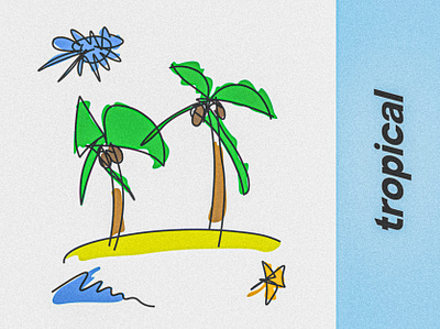 tropical illustration illustrator line drawing nature pastel photoshop