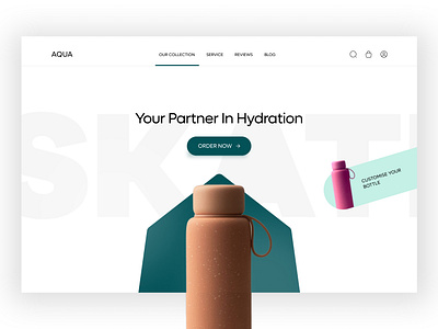 AQUA- Shopify Landing Page animation bottle figmaanimation header landing motion page shopify ui ux web woocommerce