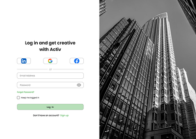 ACTIV Sign up page ui web deisgn