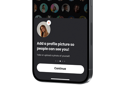 Add profile image app community creative dating image login minimal mobile picture profile setup sign up tinder user