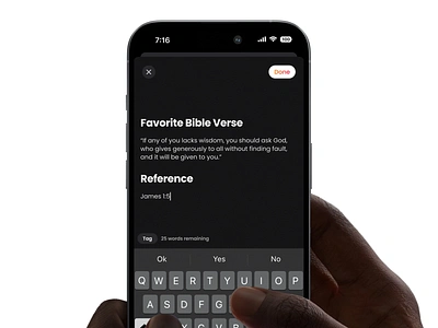 Customized fields app bible christian church enter field form minimal mobile product product design sermon typing ui ux