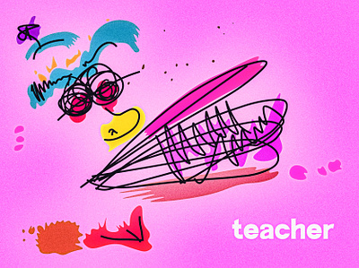 teacher illustration illustrator line drawing pastel photoshop teacher