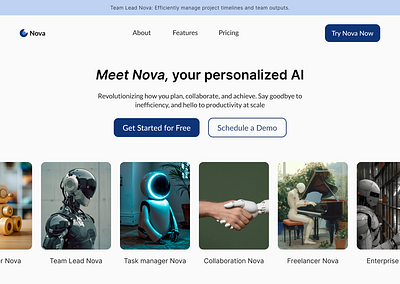 AI productivity assistant landing page design figma landing page ui ux website design