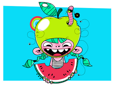 eat fruit characterdesign digitalart digitalillustration digitalwork fruit illustration watermelon