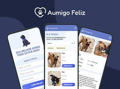 Aumigo Feliz - Estudo de Caso (UX/UI) animals app design dogs mobile ui ux research