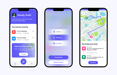 Walk around - Route Planner Mobile App guide jogging map mobile app pathfinder planner riding route running sport trip ui ui design ux walk
