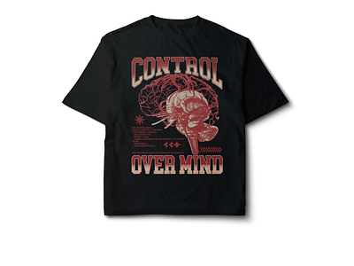 Control over mind branding graphic design human brain illustration product design streetwear t shirt design typography