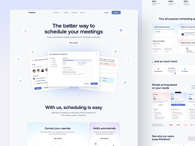 Picktime - Smart Meetings Platform SAAS appointments calendar conversations event home page landing page meeting platform meetings planning productivity project management saas scheduling tasks time management tools time track time tracking to do list uiux website design