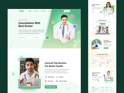 Medical Consultation Website Homepage UI consultaionui figmadesign landingpage medical consultaion medical ui medical website ui modern medical ui ui design uiux design websiteui