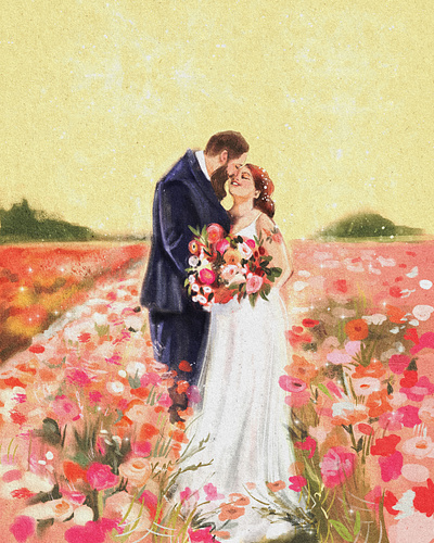 Commission wedding portrait for Nicole art couple painting digital art illustration procreate wedding wedding illustrator wedding invitation