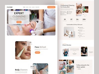 CLEANE - Skincare website design! beuty beuty clinic face care glamour landing page lip care luxury makeup palstic surgery skin skin care skin care website treatment