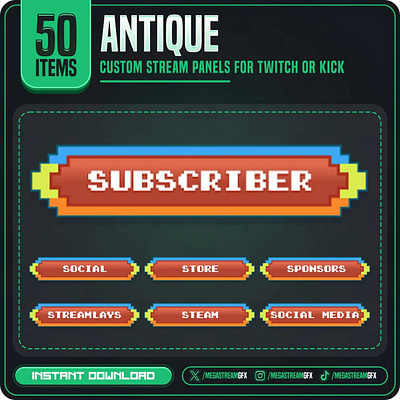 Classic Twitch Panels |Retro Theme Panels set | Stream Panels classic panel set