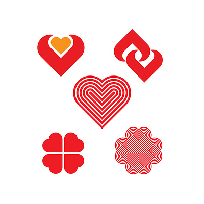 A collection of five unique heart-themed vector designs featurin branding design graphic design illustration logo love romantic