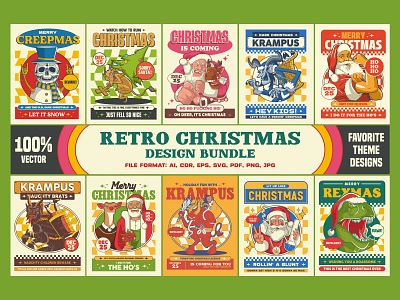 Retro Christmas Design Bundle santa claus