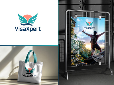 Visa Xpert Logo Deign Concept branding design graphic design graphicsdesign illustration logo logo design logodesign travel travel logo travel logo design visa expert visa logo visa processing