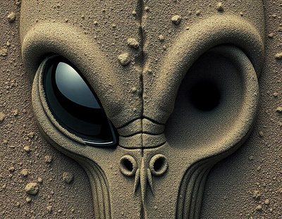 Binary Being: The Sand Sculpture That Stares Back alien alien art black hole contrast cosmic horror dualism eerie experimental art face face illustration freepik horror mysterious otherworldly sand art sand sculpture scary sci fi art tracingflock wormhole