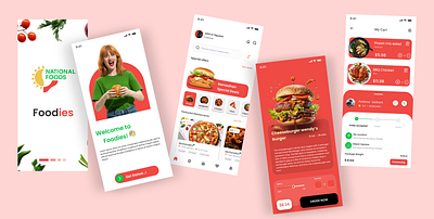 Food Delivery app appprototype cleanuidesign deliveryappux deliverytracking e commerceapp flatuidesign fooddeliveryapp fooddeliveryui foodordering interactiveui minimaldesign mobileappdesign mobileuxdesign modernui on demandapp productdesign redthemeapp restaurantapp uiux design userinterface