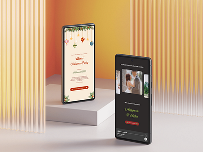 Wedding & Christmas Invitation - Mobile View christmas invitation mobile design mockup phone view ui uiux design ux wedding