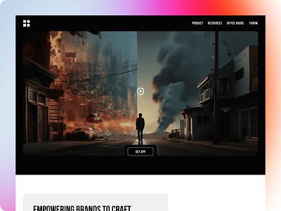 Landing Page for a video editing app hero section landing page ui design web design