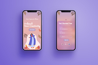 SheCreates: A Creative Place Only For Women (Onboarding Pages) app design branding concept page graphic design illustration landing page onboarding onboarding page social media social platform ui ux website design