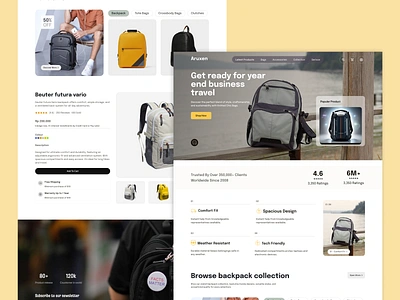 Backpack Products Website backpack bag ecommerce design bag ecommerce website bag landing page bag selling website bags ecommerce design ecommerce ecommerce site design landing page redesign shopify design shopify designer shopify web design ui ux web web ui webdesign